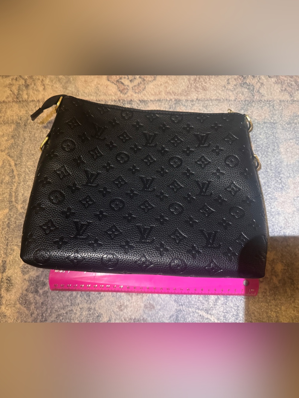 INSPIRED Black Embossed Monogram Crossbody Bag - Picture 4 of 11